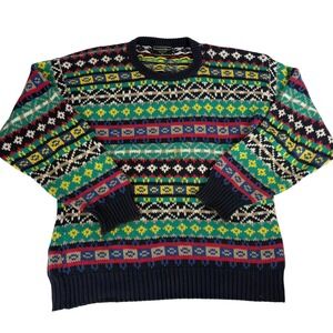 Preswick & Moore Vintage Fair Isle Sweater‎ Mens XL Cotton Geometric Multi-Color